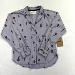 REI Co-op Button Down Shirt Womens XS Lavender Purple Abstract Cotton Top